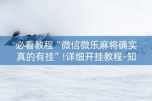 必看教程“微信微乐麻将确实真的有挂”!详细开挂教程-知乎