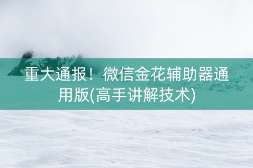 重大通报！微信金花辅助器通用版(高手讲解技术)