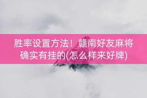 胜率设置方法！赣南好友麻将确实有挂的(怎么样来好牌)