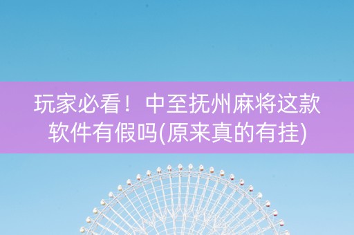 玩家必看！中至抚州麻将这款软件有假吗(原来真的有挂)