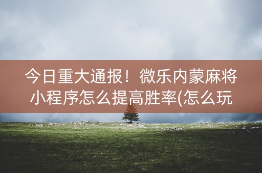今日重大通报！微乐内蒙麻将小程序怎么提高胜率(怎么玩赢几率大)