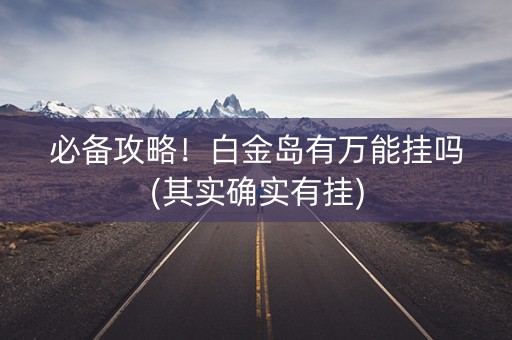 必备攻略！白金岛有万能挂吗(其实确实有挂)