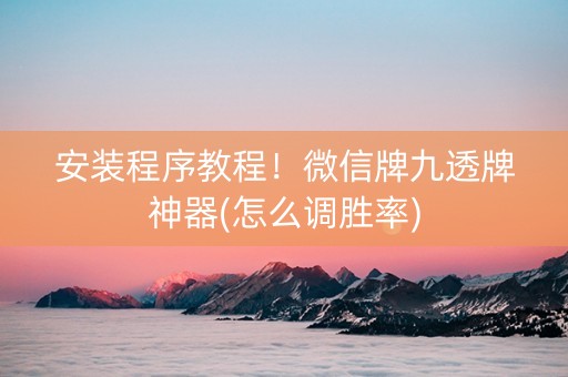 安装程序教程！微信牌九透牌神器(怎么调胜率)