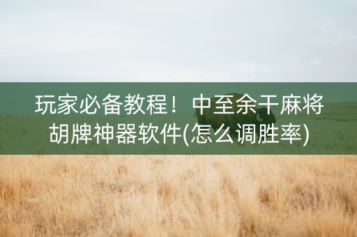 玩家必备教程！中至余干麻将胡牌神器软件(怎么调胜率)