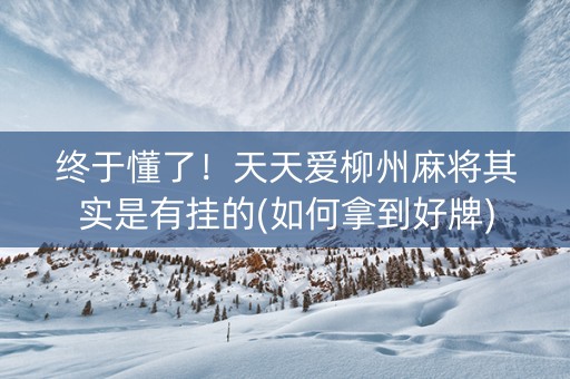 终于懂了！天天爱柳州麻将其实是有挂的(如何拿到好牌)