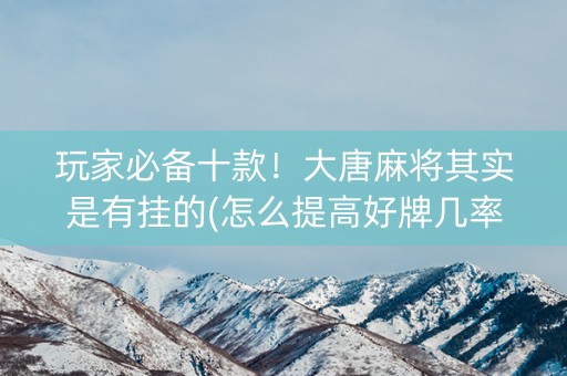 玩家必备十款！大唐麻将其实是有挂的(怎么提高好牌几率)
