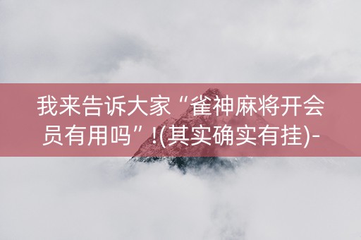 我来告诉大家“雀神麻将开会员有用吗”!(其实确实有挂)-知乎