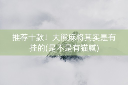 推荐十款！大熊麻将其实是有挂的(是不是有猫腻)