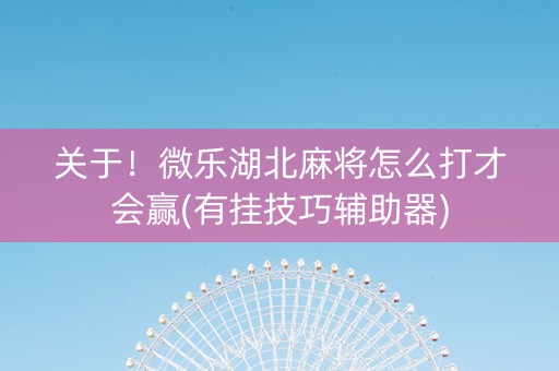 关于！微乐湖北麻将怎么打才会赢(有挂技巧辅助器)
