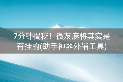 7分钟揭秘！微友麻将其实是有挂的(助手神器外辅工具)
