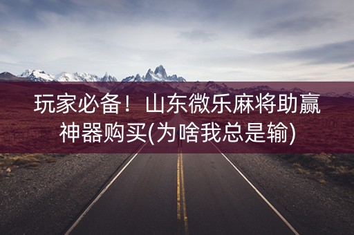 玩家必备！山东微乐麻将助赢神器购买(为啥我总是输)