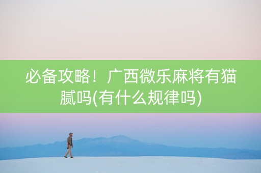 必备攻略！广西微乐麻将有猫腻吗(有什么规律吗)
