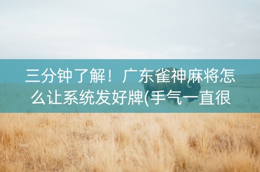 三分钟了解！广东雀神麻将怎么让系统发好牌(手气一直很差)