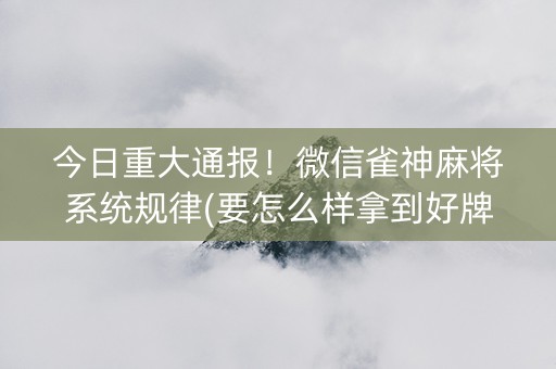 今日重大通报！微信雀神麻将系统规律(要怎么样拿到好牌)