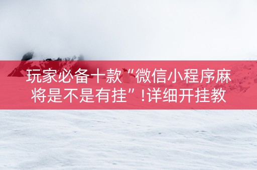 玩家必备十款“微信小程序麻将是不是有挂”!详细开挂教程-知乎