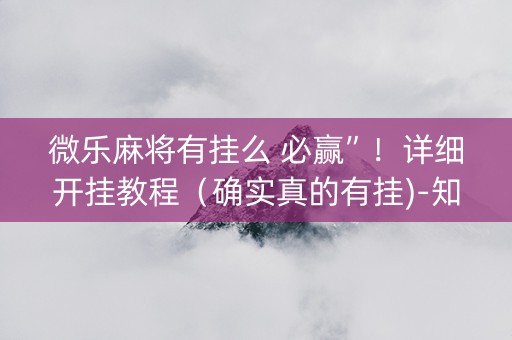 微乐麻将有挂么 必赢”！详细开挂教程（确实真的有挂)-知乎