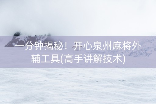 一分钟揭秘！开心泉州麻将外辅工具(高手讲解技术)