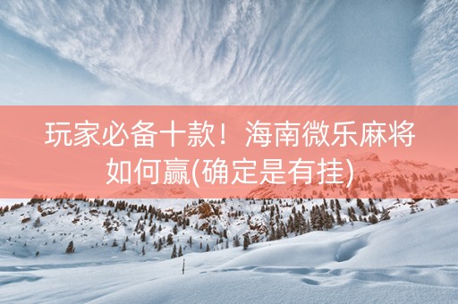 玩家必备十款！海南微乐麻将如何赢(确定是有挂)