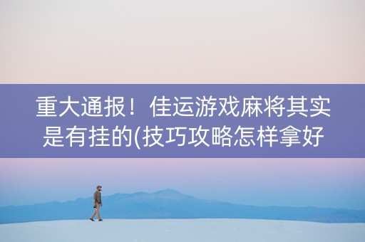重大通报！佳运游戏麻将其实是有挂的(技巧攻略怎样拿好牌)
