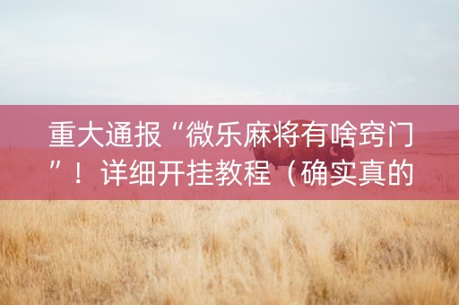 重大通报“微乐麻将有啥窍门”！详细开挂教程（确实真的有挂)-知乎