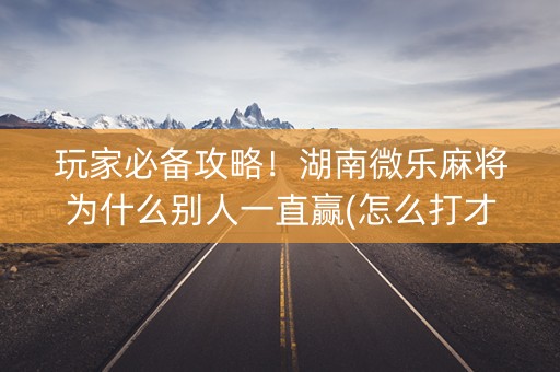 玩家必备攻略！湖南微乐麻将为什么别人一直赢(怎么打才赢)