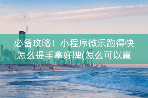 必备攻略！小程序微乐跑得快怎么提手拿好牌(怎么可以赢)