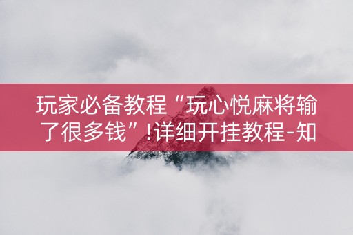 玩家必备教程“玩心悦麻将输了很多钱”!详细开挂教程-知乎