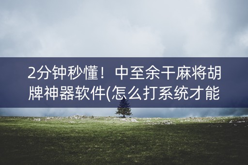 2分钟秒懂！中至余干麻将胡牌神器软件(怎么打系统才能给好牌)