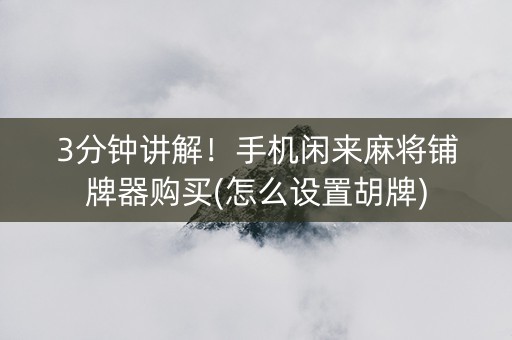 3分钟讲解！手机闲来麻将铺牌器购买(怎么设置胡牌)
