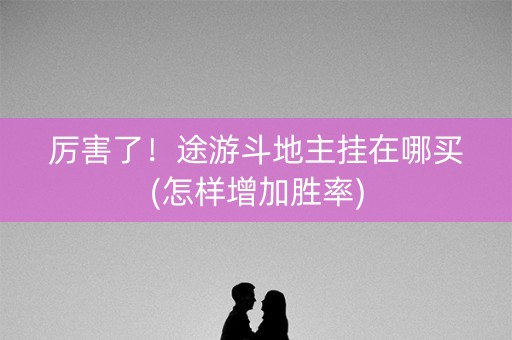 厉害了！途游斗地主挂在哪买(怎样增加胜率)