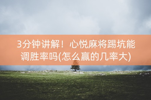 3分钟讲解！心悦麻将踢坑能调胜率吗(怎么赢的几率大)