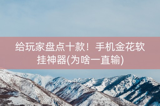 给玩家盘点十款！手机金花软挂神器(为啥一直输)