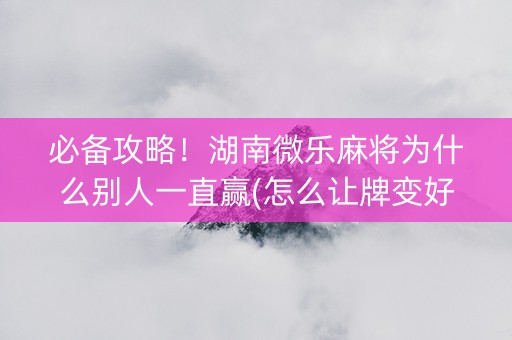 必备攻略！湖南微乐麻将为什么别人一直赢(怎么让牌变好)