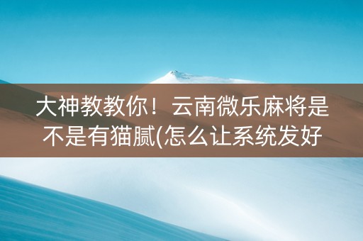 大神教教你！云南微乐麻将是不是有猫腻(怎么让系统发好牌)