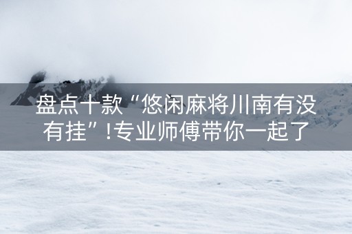 盘点十款“悠闲麻将川南有没有挂”!专业师傅带你一起了解（详细教程）-知乎