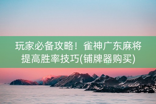 玩家必备攻略！雀神广东麻将提高胜率技巧(铺牌器购买)