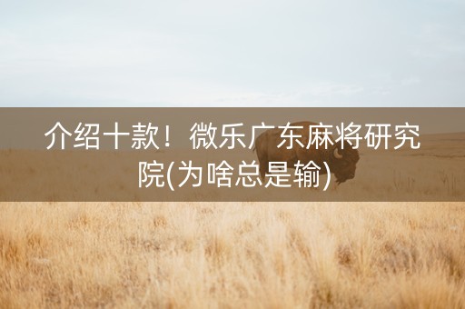 介绍十款！微乐广东麻将研究院(为啥总是输)