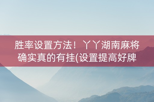 胜率设置方法！丫丫湖南麻将确实真的有挂(设置提高好牌几率)