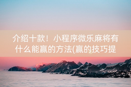 介绍十款！小程序微乐麻将有什么能赢的方法(赢的技巧提高胜率)