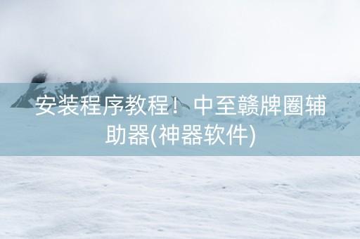 安装程序教程！中至赣牌圈辅助器(神器软件)