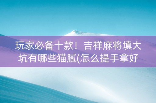 玩家必备十款！吉祥麻将填大坑有哪些猫腻(怎么提手拿好牌)