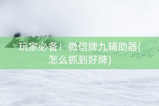 玩家必备！微信牌九辅助器(怎么抓到好牌)