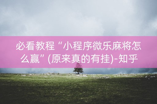 必看教程“小程序微乐麻将怎么赢”(原来真的有挂)-知乎