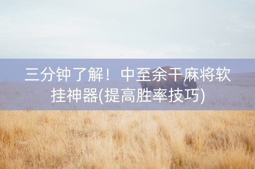 三分钟了解！中至余干麻将软挂神器(提高胜率技巧)