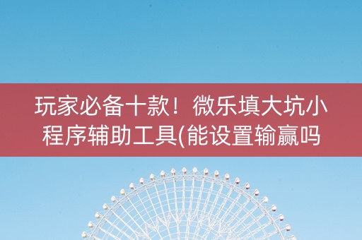 玩家必备十款！微乐填大坑小程序辅助工具(能设置输赢吗)
