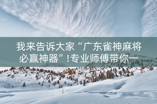 我来告诉大家“广东雀神麻将必赢神器”!专业师傅带你一起了解（详细教程）-知乎