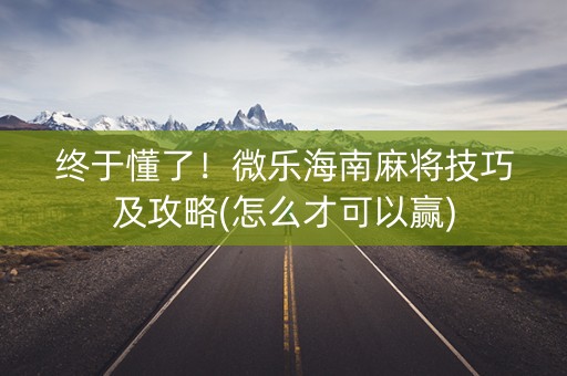终于懂了！微乐海南麻将技巧及攻略(怎么才可以赢)