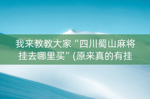 我来教教大家“四川蜀山麻将挂去哪里买”(原来真的有挂)-知乎