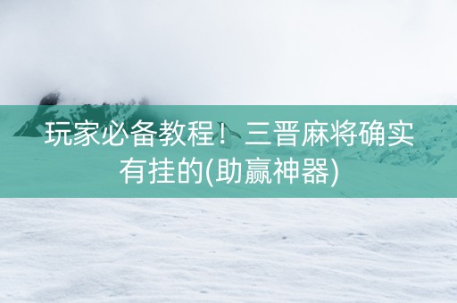 玩家必备教程！三晋麻将确实有挂的(助赢神器)