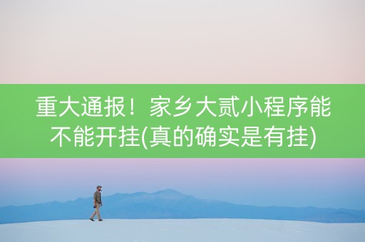 重大通报！家乡大贰小程序能不能开挂(真的确实是有挂)